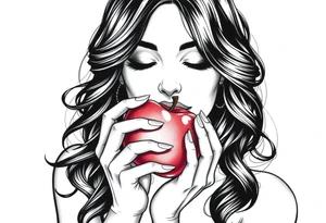 Beautiful  seductive woman eating an apple tattoo idea