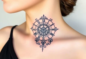vintage roman numerals within ornate clockwork mechanism tattoo idea