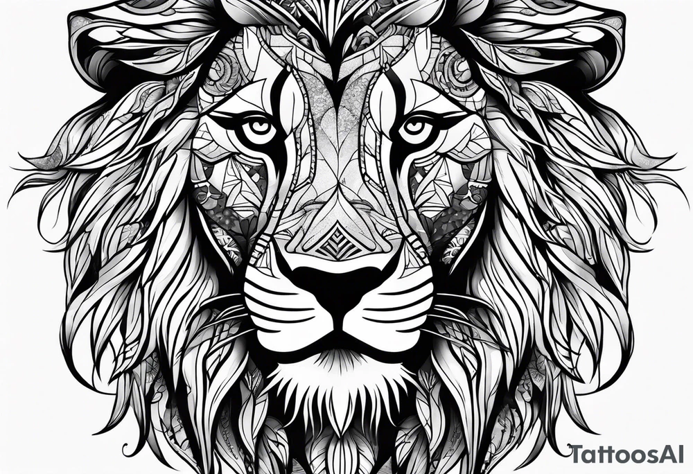 Ornament lion tattoo idea