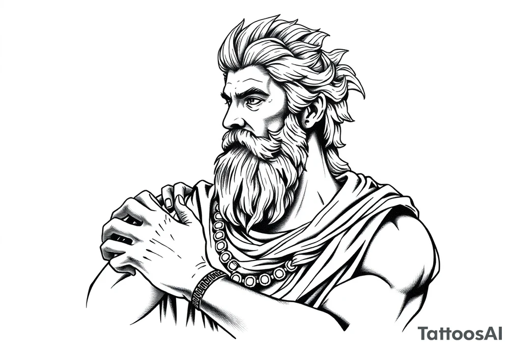 GREEK GOD LOOKING OVER HIS EMPIRE tattoo idea