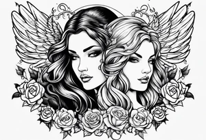 Angel and devil women tattoo idea