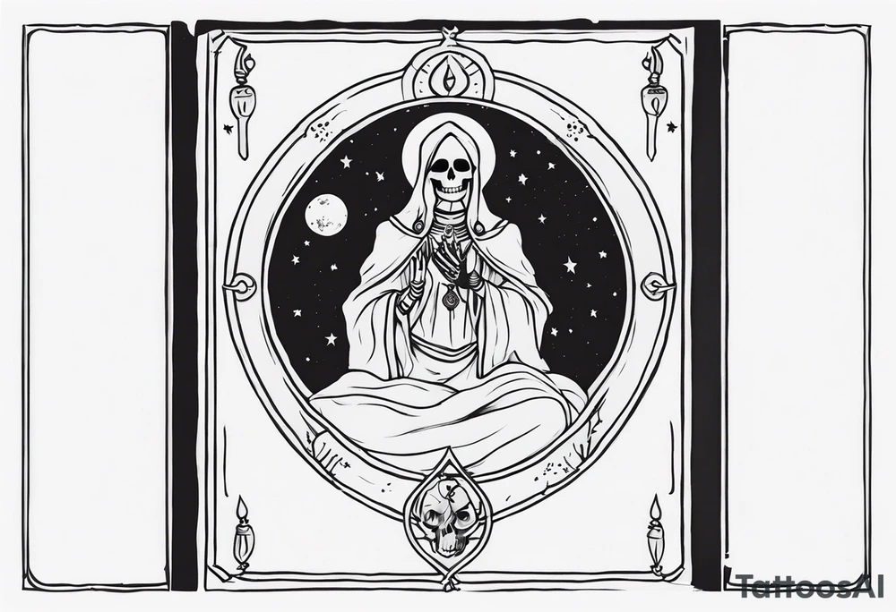 High priestess skeleton moon tarot card tattoo idea