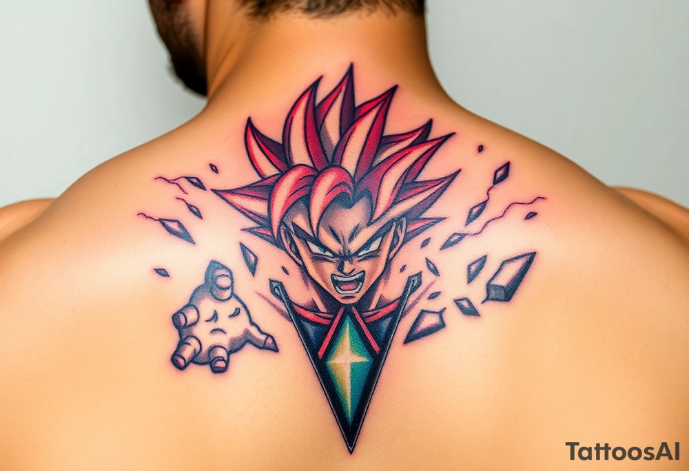legendary dragonball z scene with energy aura and power effects tattoo idea