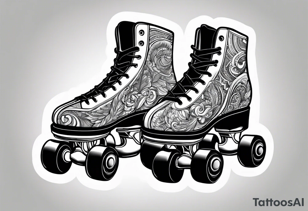 Pair of rollerskates facing left tattoo idea