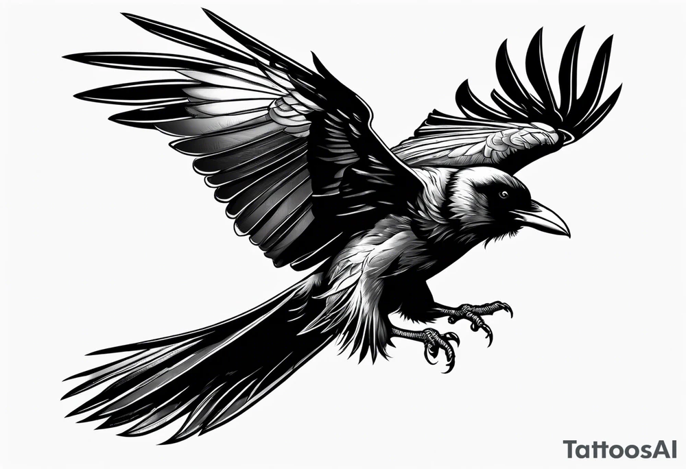 raven in flight tattoo idea