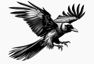 raven in flight tattoo idea
