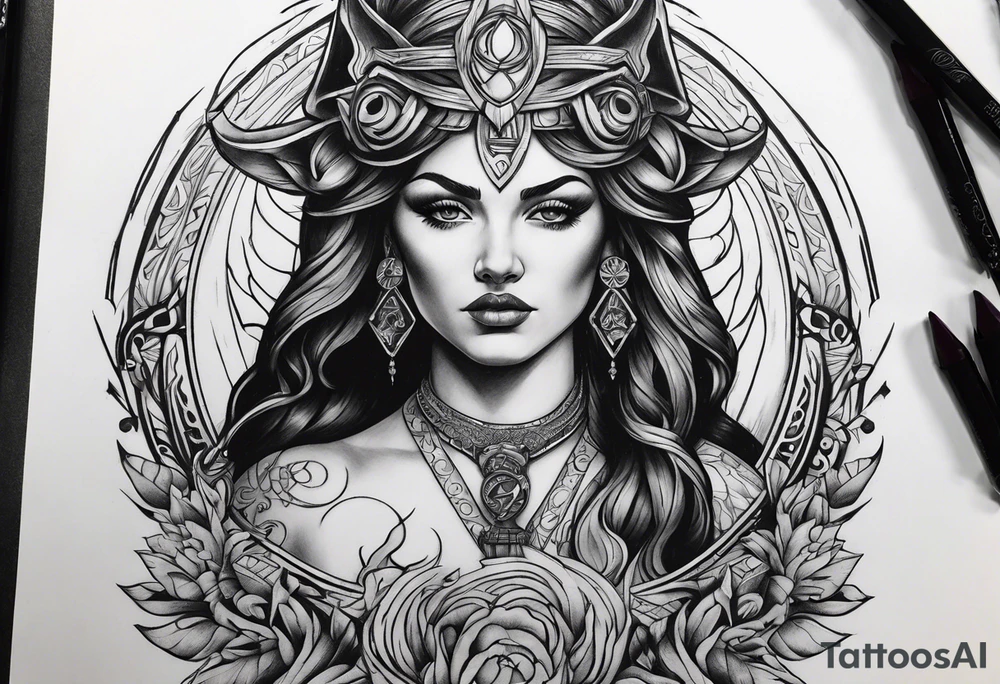 Hecate portrait tattoo idea