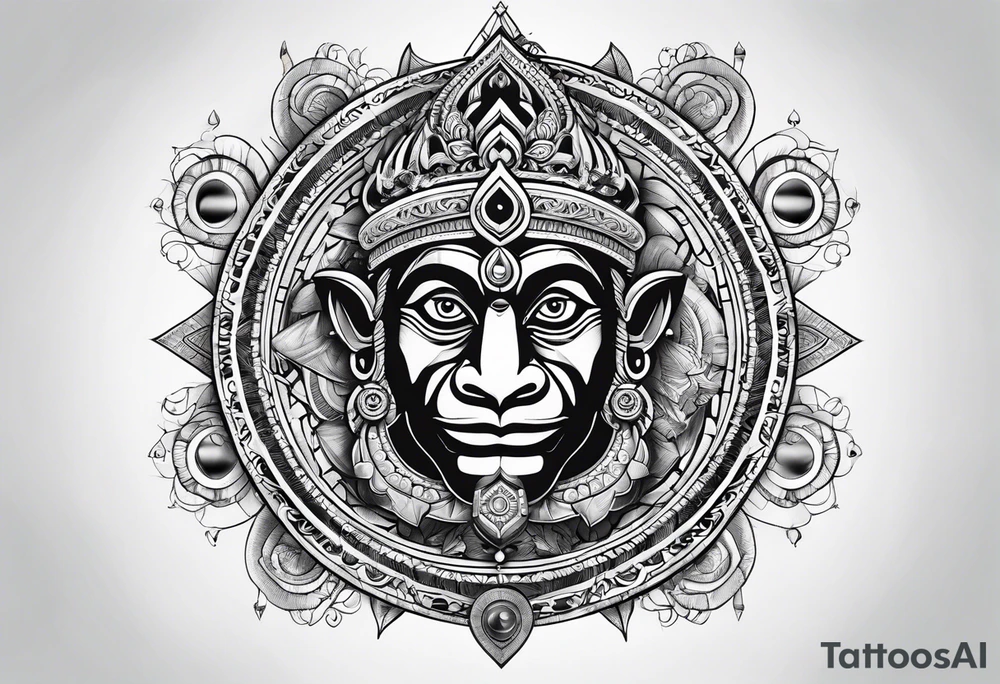 Lord hanuman and compass tattoo idea