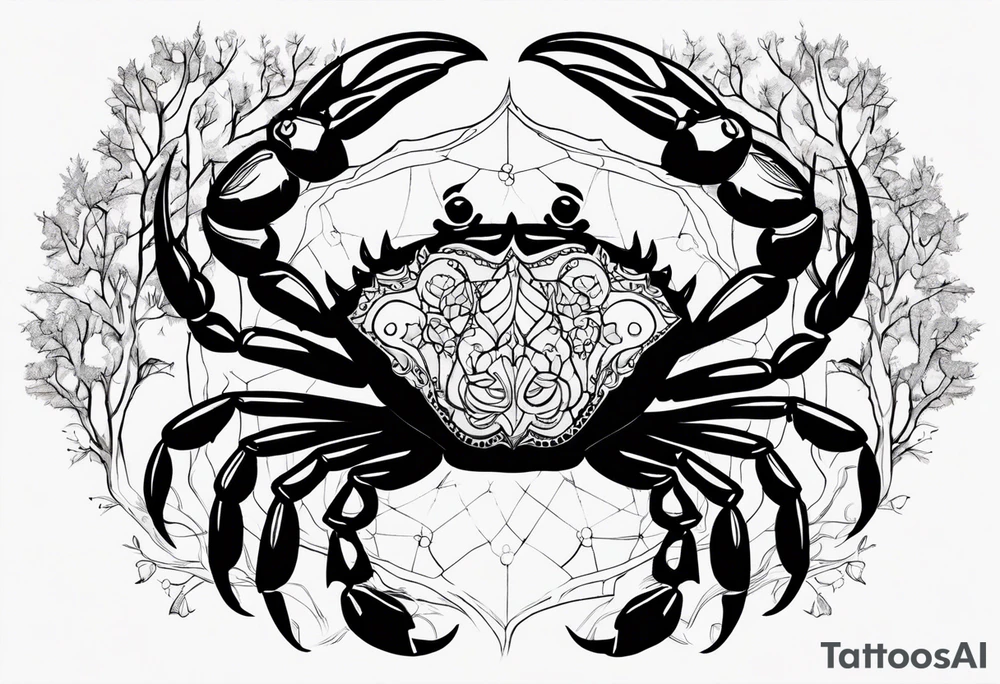 Zodiac crab on tree tattoo idea