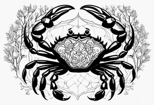 Zodiac crab on tree tattoo idea