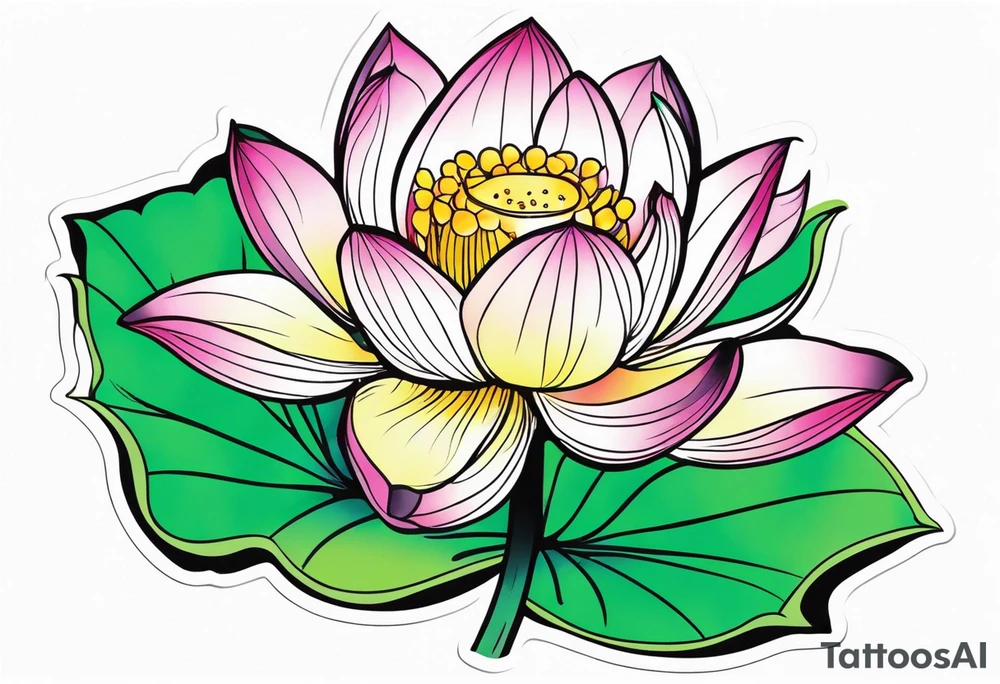 Lotus flower with stem tattoo idea