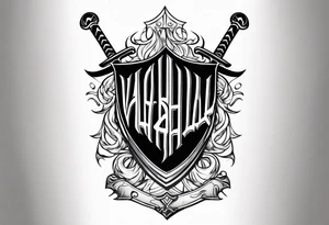 Valhalla on fire shield sword tattoo idea