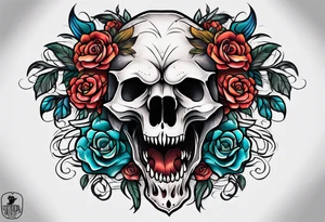 Neo traditional bear skull tattoo idea
