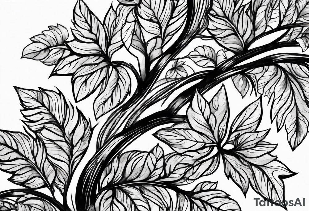 bark with foliage tattoo idea