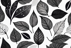 very simple design of leaves with flow tattoo idea