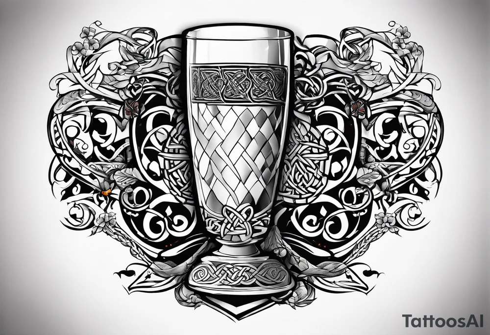 Cheers Mate text, armband +Celtic +Cancer Ribbon +tribal +artistic +a toast tattoo idea