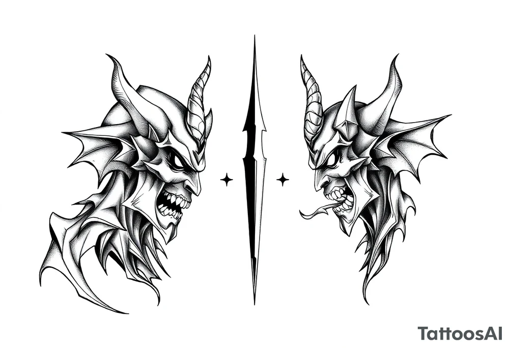 good vs evil tattoo idea