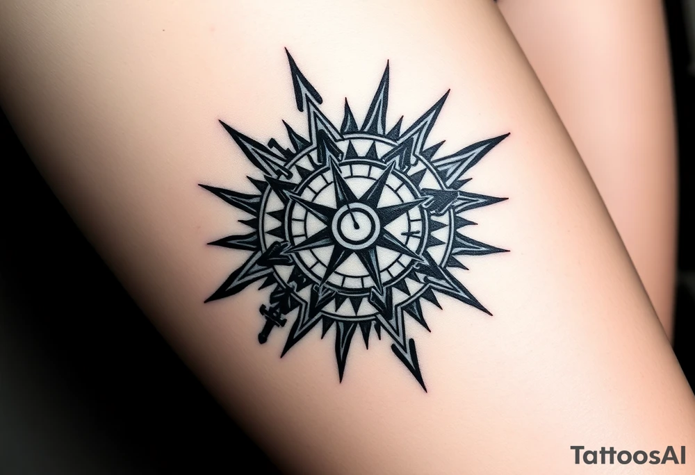 Sundial casting shadow with handwriting “Hug somebody ya like” above. tattoo idea
