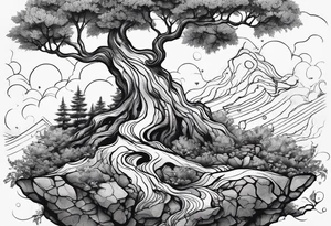 A tree or plant sprouting from a broken rock. tattoo idea