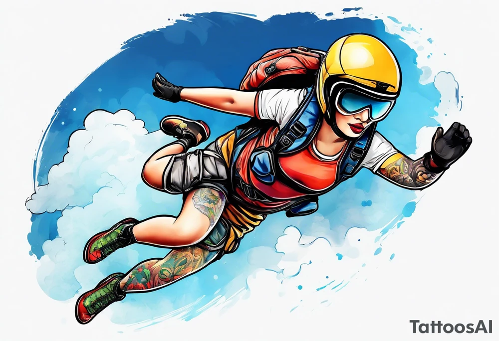 Woman skydiver tattoo idea
