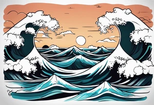waves in ocean tattoo idea