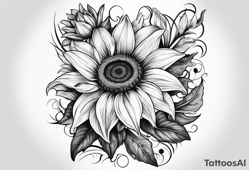 Sunflower and Lilly sleeve tattoo idea