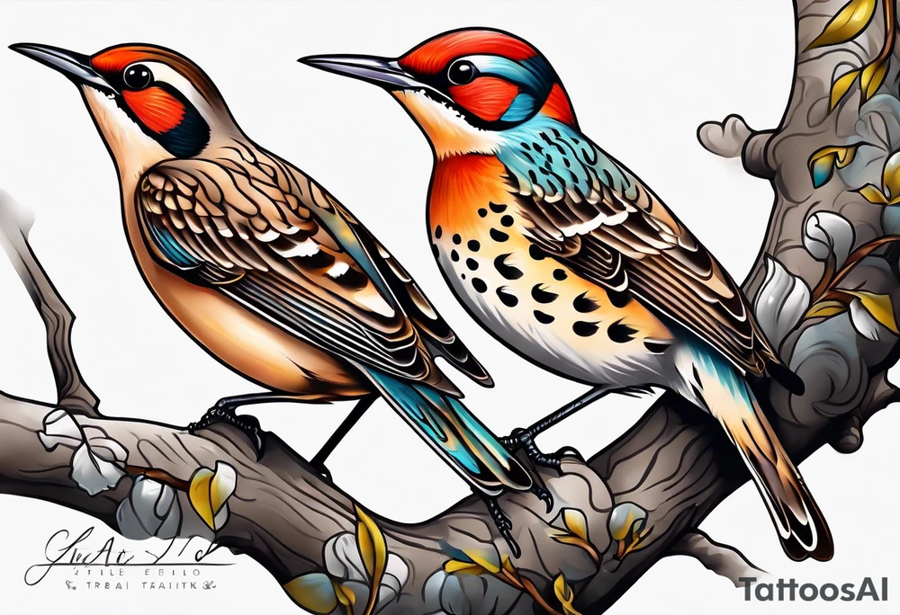 Female flicker bird tattoo idea