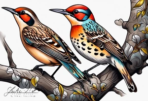Female flicker bird tattoo idea