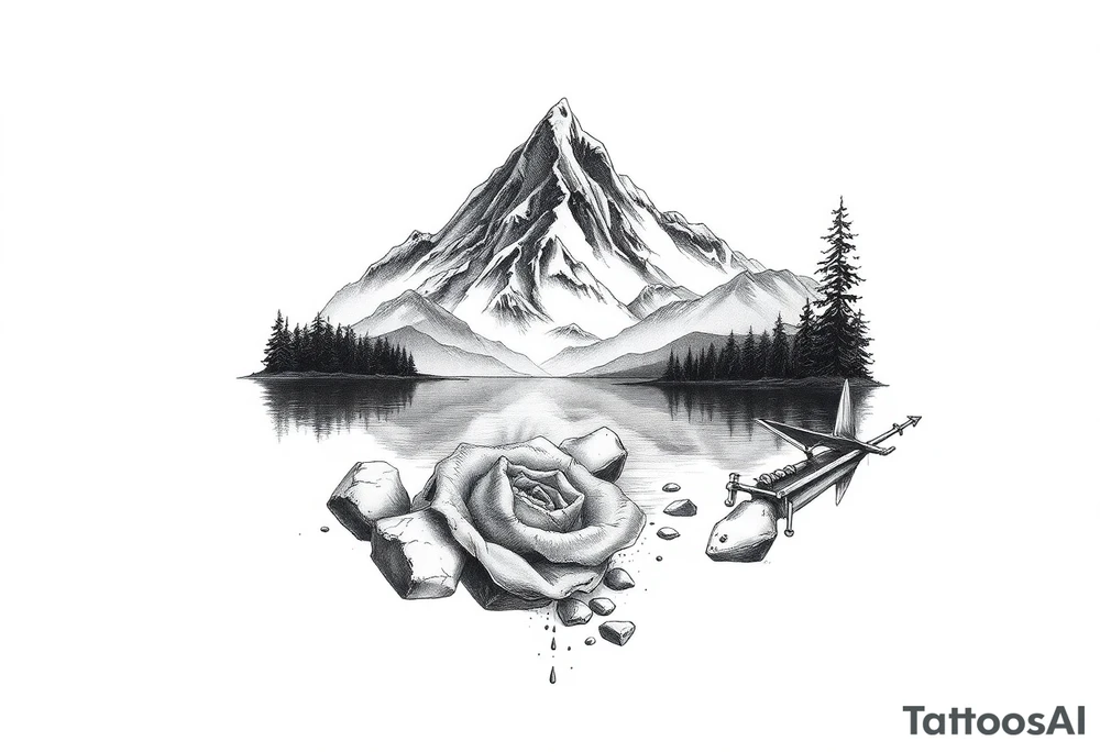 Lake scene portrait tattoo idea