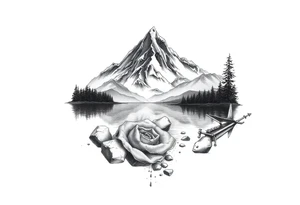 Lake scene portrait tattoo idea