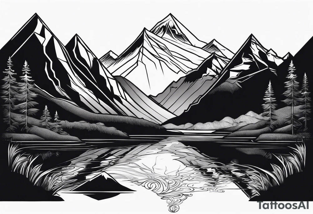 Mountains with a river tattoo idea