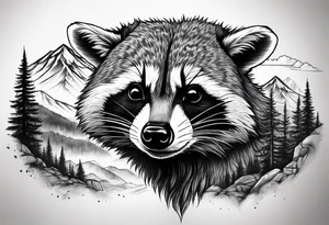 Mountains, racoon eyes underneath tattoo idea