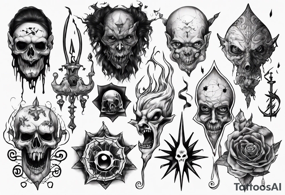 Black creepy tattoo idea
