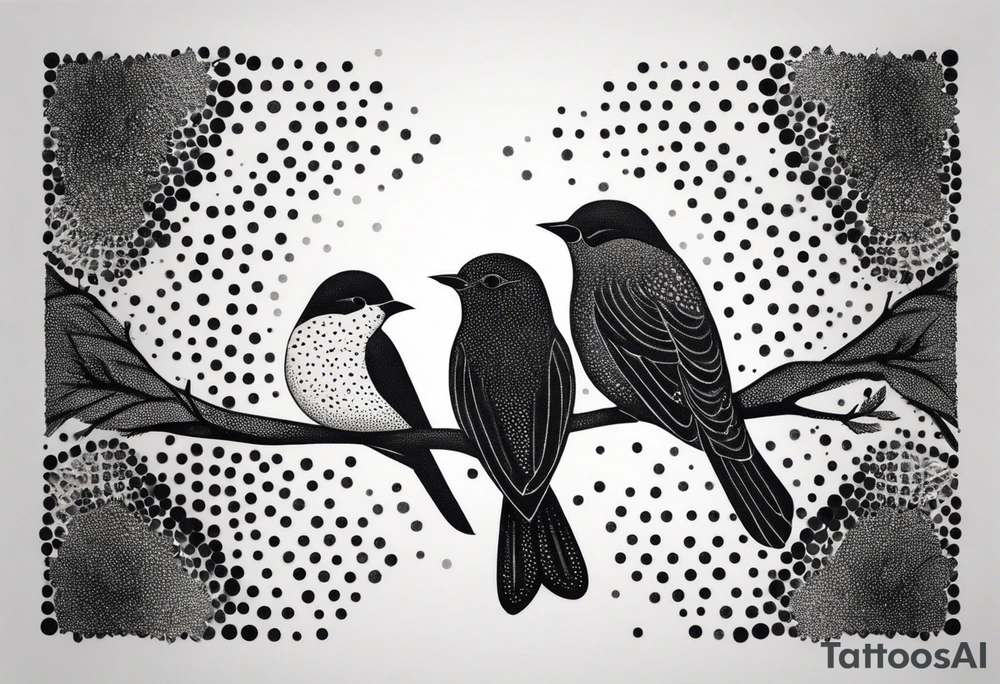 Minimalistic birds different species tattoo idea