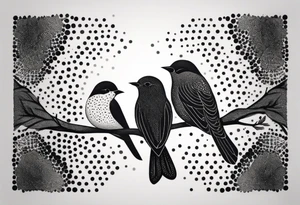 Minimalistic birds different species tattoo idea