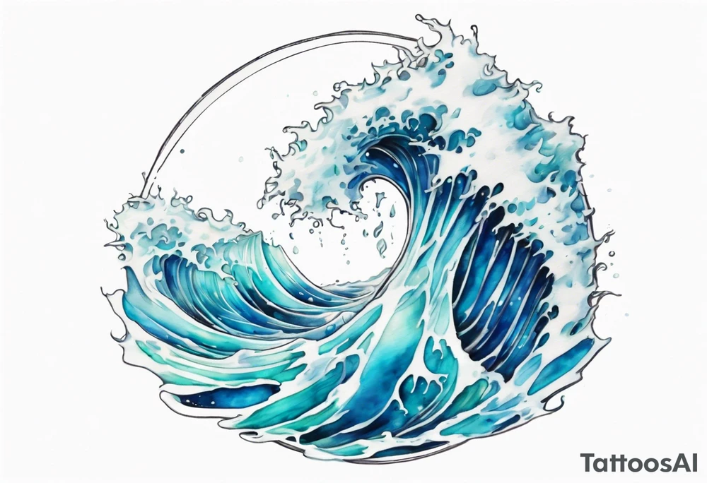 a glass sculpture standing in crashing waves tattoo idea