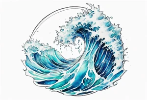 a glass sculpture standing in crashing waves tattoo idea