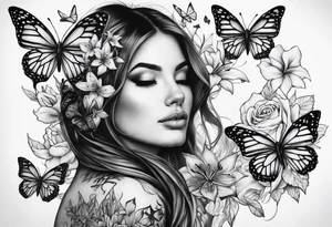 Harvey Ruby lillies flowers butterflies stars fantasy books half sleeve no person face tattoo idea
