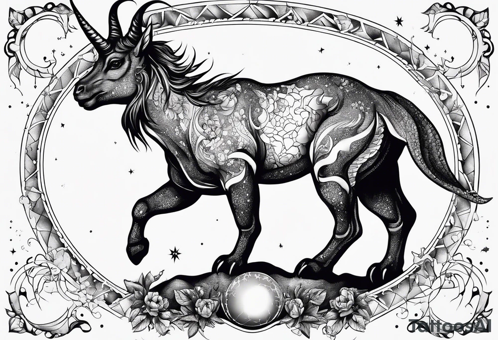Capricorn constellation with a little dinosaur tattoo idea