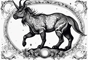 Capricorn constellation with a little dinosaur tattoo idea