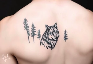 Night time forest scene arm sleeve with a wolf tattoo idea