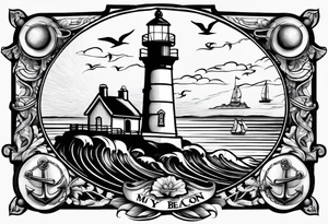 Lighthouse and anchor that says "my beacon, my anchor" tattoo idea