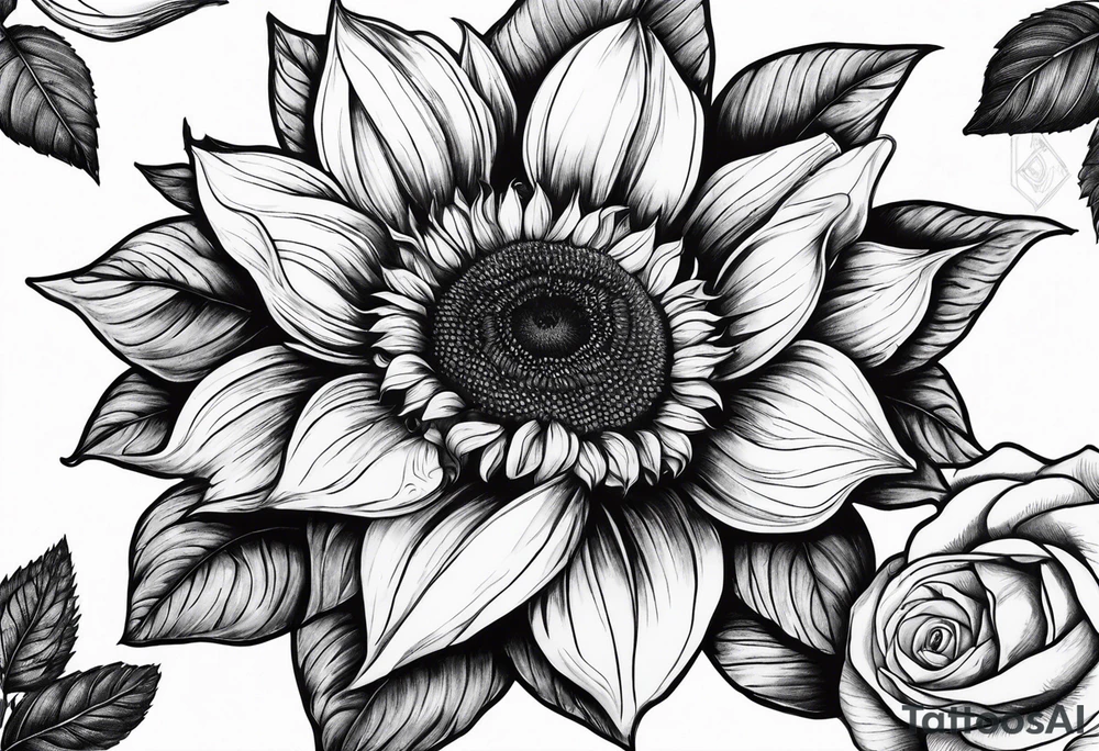 sunflower, camera, flower rose , book tattoo idea