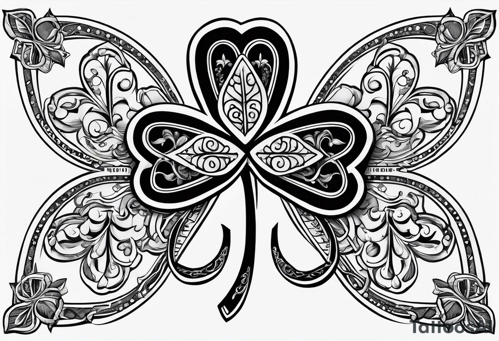 4 leaf clover with horseshoe and dice tattoo idea