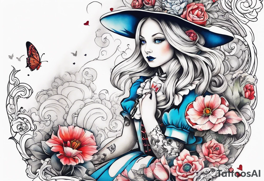 Alice in wonderland tattoo idea