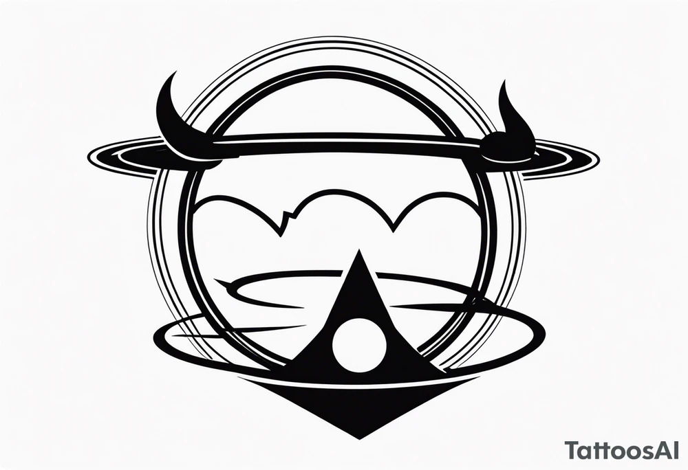 saturn, clouds, broken heart, halo, devil horns, small tattoo idea