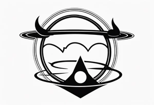 saturn, clouds, broken heart, halo, devil horns, small tattoo idea