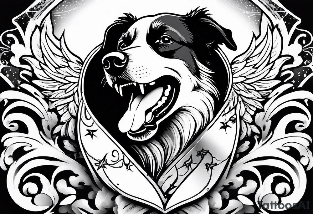 Dog running in heaven tattoo idea