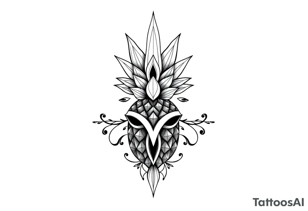 Majestic crown pineapple vagina and anus tattoo idea