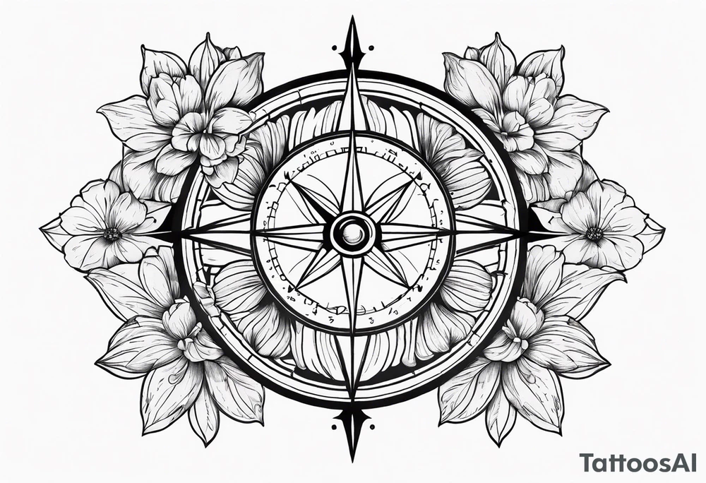Flowers. Compass. tattoo idea